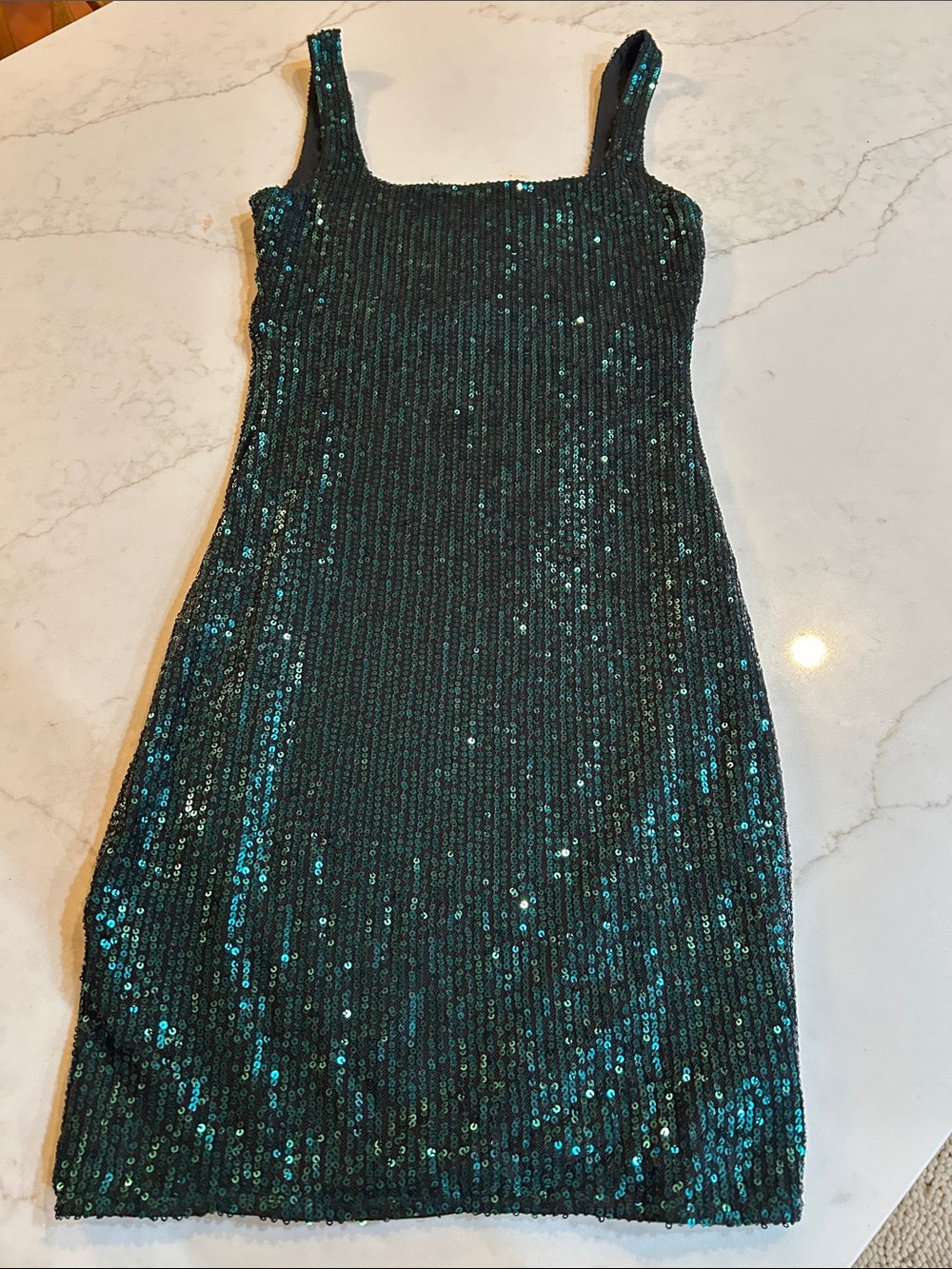 Bear Dance Teal Sequin Tank Dress for Girls